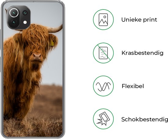 Convient pour la coque Xiaomi Mi 11 Lite - Highlander écossais - Dune - Herbe - Étui de téléphone en Siliconen