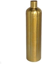 Gerimport Bloemenvaas - metallic goud - flessen vorm - metaal - 42 x 10.5 cm