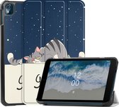Case2go - Tablet Hoes geschikt voor Nokia T10 (2022) - 8 Inch - Tri-Fold Book Case - Met Stand Functie - Good Night
