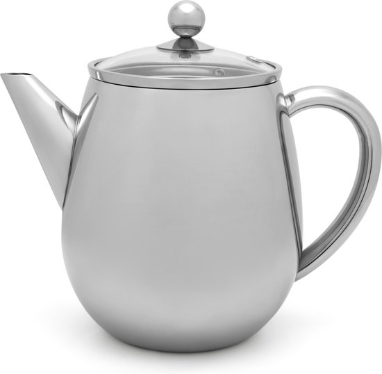 Bredemeijer - Dubbelwandige theepot Eva - 1,1 liter - Glanzend - Met filter
