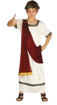 Guirca - Griekse & Romeinse Oudheid Kostuum - Romeinse Burger Pompei - Jongen - Rood, Wit / Beige - 7 - 9 jaar - Carnavalskleding - Verkleedkleding