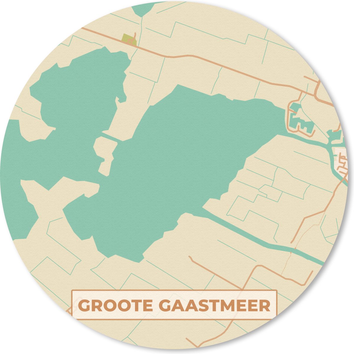 Muismat rond 50x50 cm - Mousepad Groote Gaastmeer - Stadskaart - Vintage - Kaart - Plattegrond - Ronde muismatten - Stadskaart