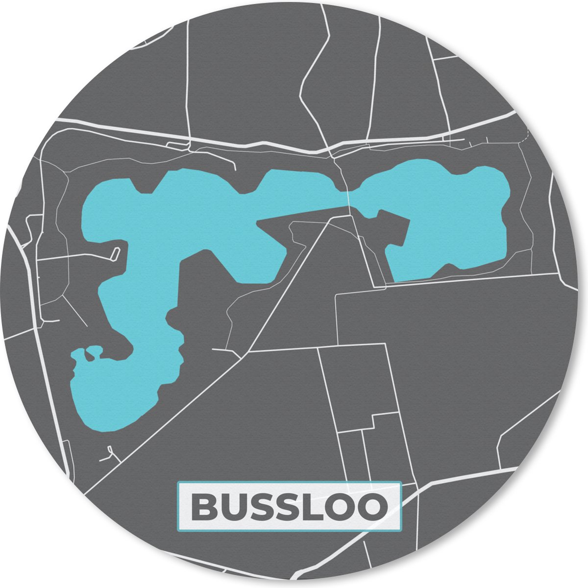 Muismat rond 40x40 cm - Mousepad Kaart - Nederland - Gelderland - Bussloo - Plattegrond - Stadskaart - Ronde muismatten - Stadskaart