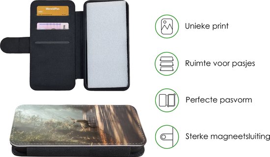 Bookcase pour iPhone 11 Pro Bookcase - Cerf - Forêt - Rayons de soleil - Avec poches - Étui portefeuille avec fermeture magnétique