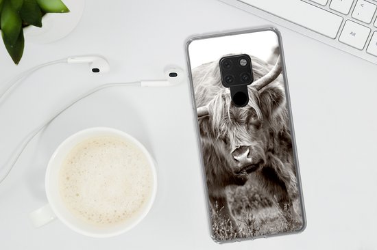 Coque Huawei P40 Lite - Highlander écossais - Zwart - Wit - Cornes - Coque de téléphone en Siliconen