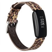 YONO Bracelet en Cuir adapté pour Fitbit Inspire 3 - Bracelet en Cuir de Remplacement - Léopard