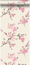 ESTAhome eco texture vlies behangpapier kersenbloesems roze - 148716 - 0,53 x 10,05 m