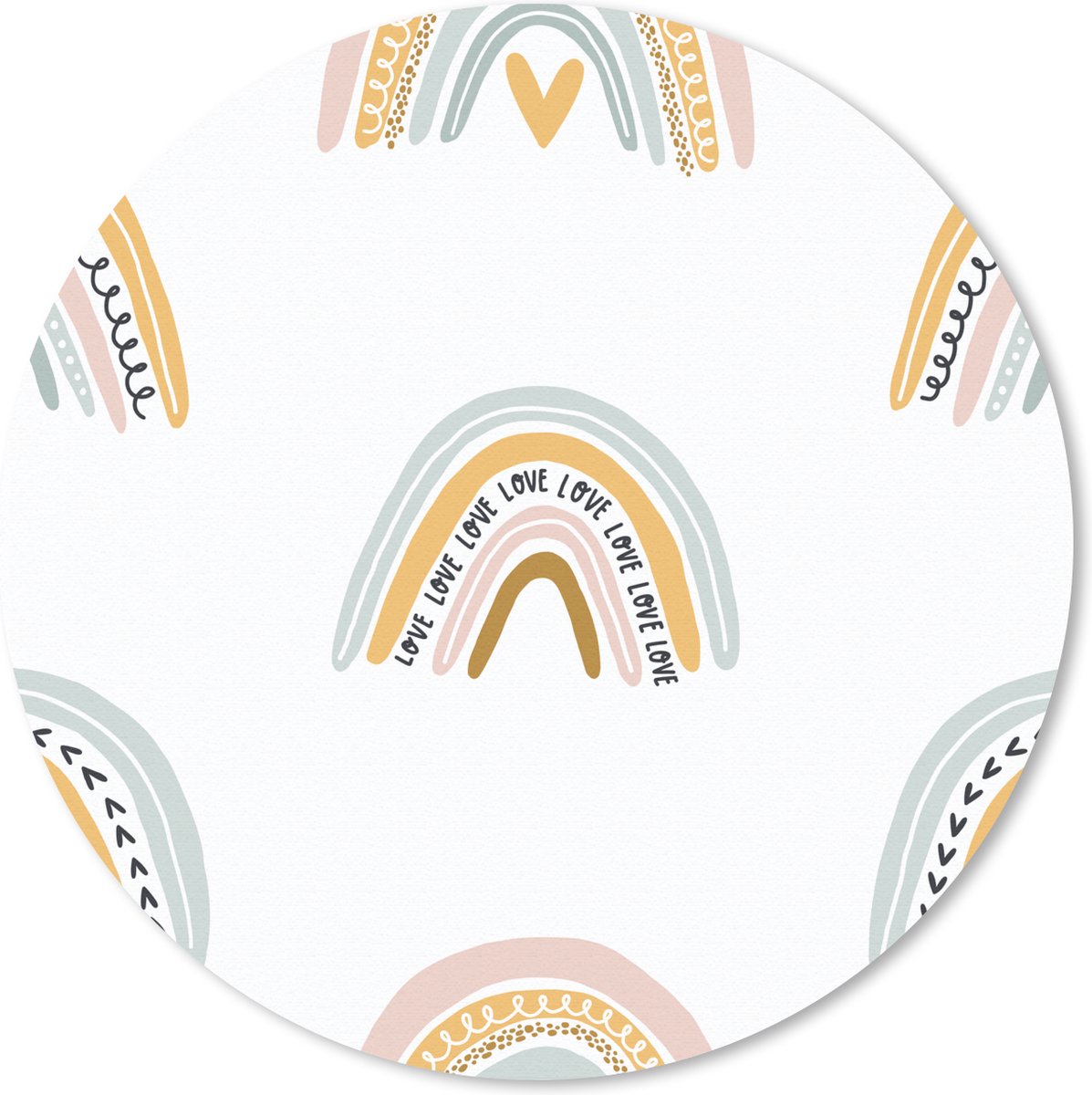 Muismat rond 30x30 cm - Mousepad Meisjes - Design - Regenboog - Kind - Ronde muismatten