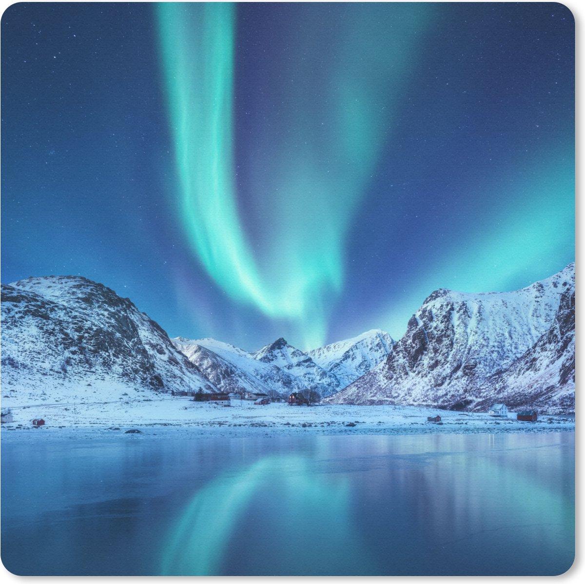 Muismat 30x30 cm - Mousepad Noorderlicht - IJs - Sneeuw - Noorwegen - Muismatten