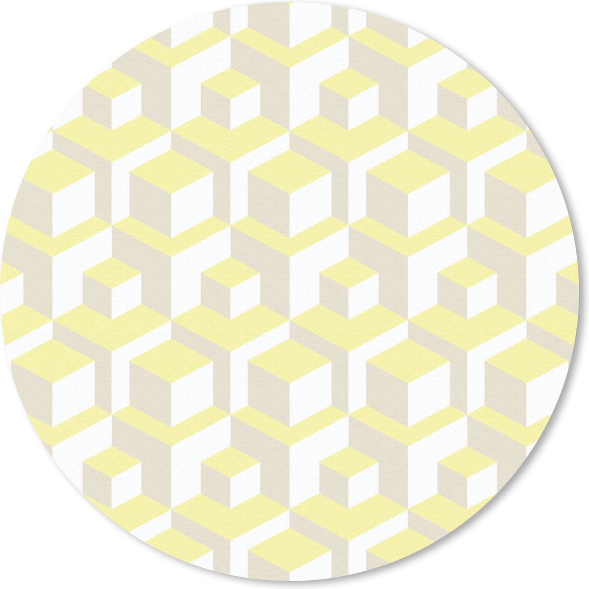 Muismat rond 50x50 cm - Mousepad Blokken - Patronen - 3D - Geel - Ronde muismatten