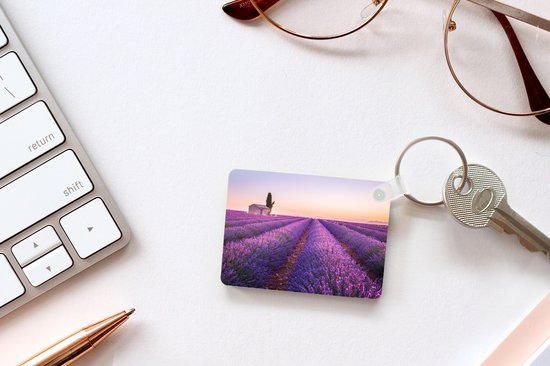 Porte-clés - Lavande - Coucher de soleil - Violet - Fleurs - Cadeaux - Plastique