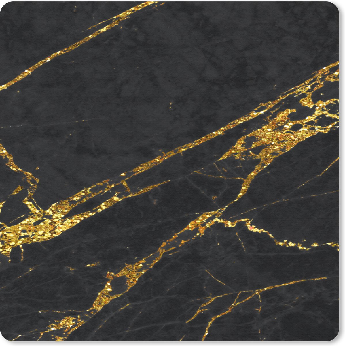 Muismat 30x30 cm - Mousepad Marmer - Goud - Zwart - Patroon - Muismatten