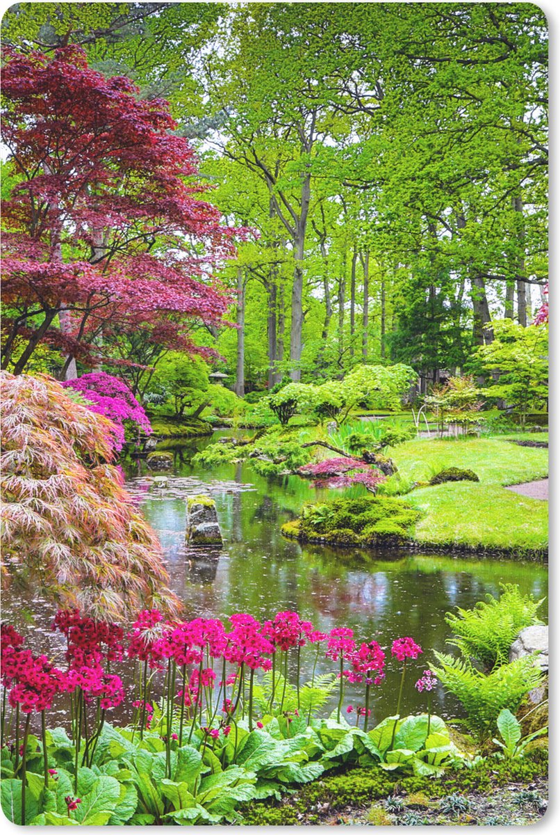 Muismat - Mousepad - Bomen - bloemen - Japans - Natuur - Water - 40x60 cm - Muismatten