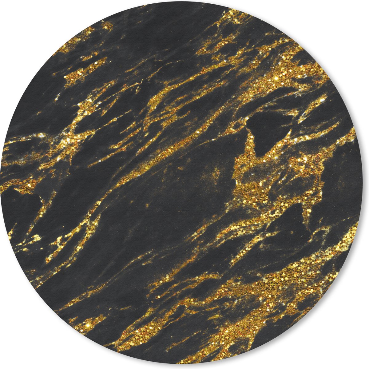 Muismat rond 20x20 cm - Mousepad Marmer - Goud - Zwart - Vlekken - Ronde muismatten