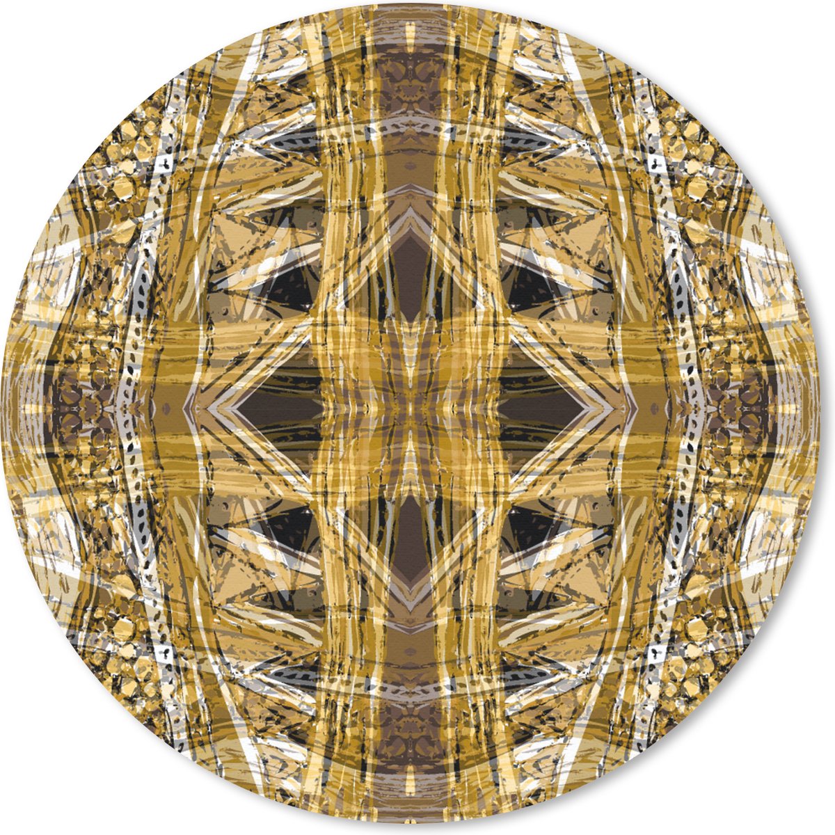 Muismat rond 40x40 cm - Mousepad Goud - Afrika - Patronen - Dieren - Ronde muismatten