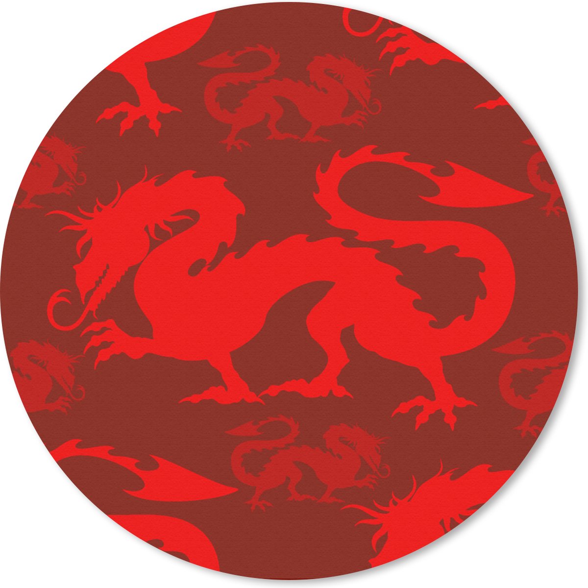 Muismat rond 40x40 cm - Mousepad Draak - Rood - Patronen - Ronde muismatten