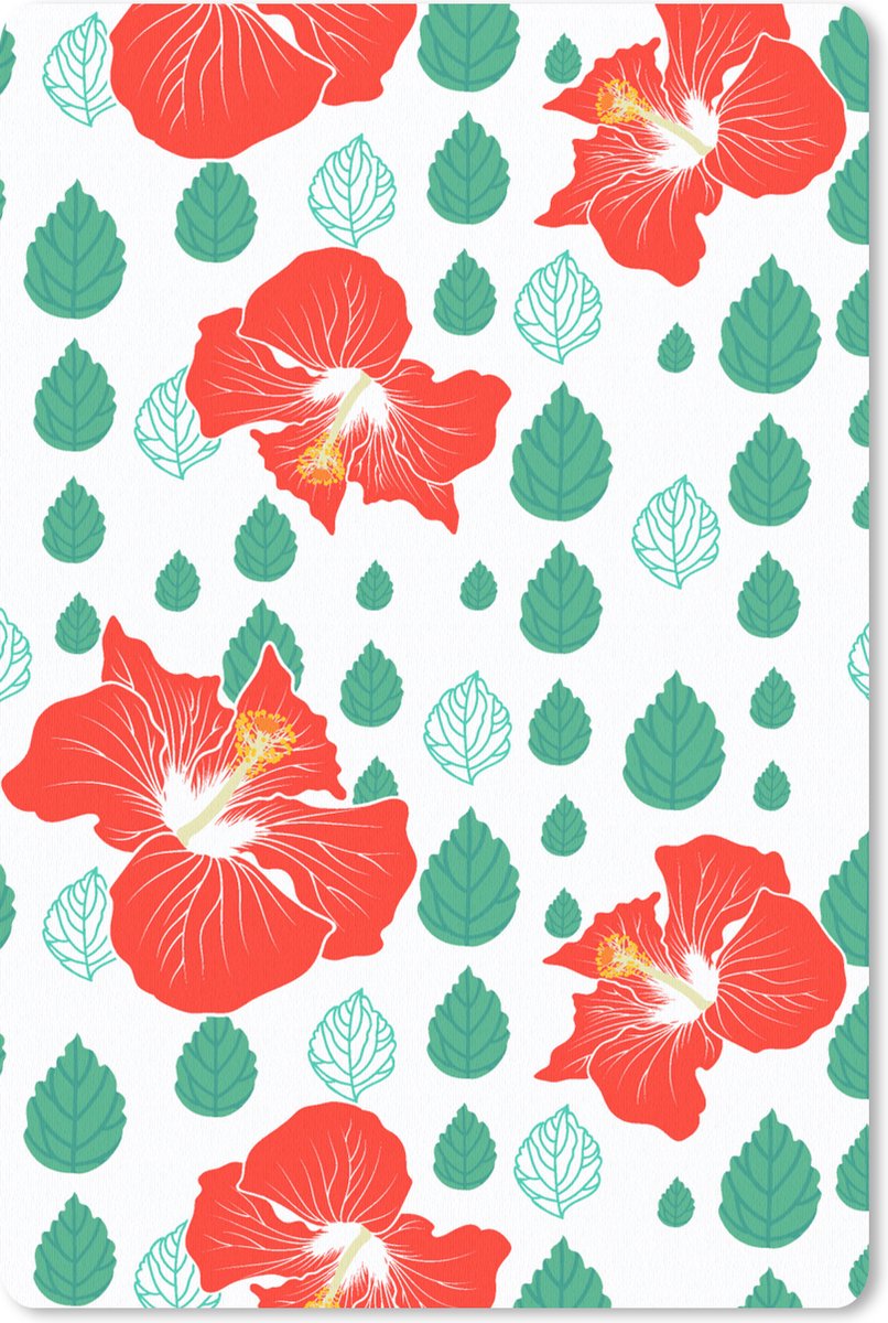 Muismat 18x27 cm - Mousepad Hibiscus - Patronen - Hawaii - Bladeren - Bloem - Muismatten