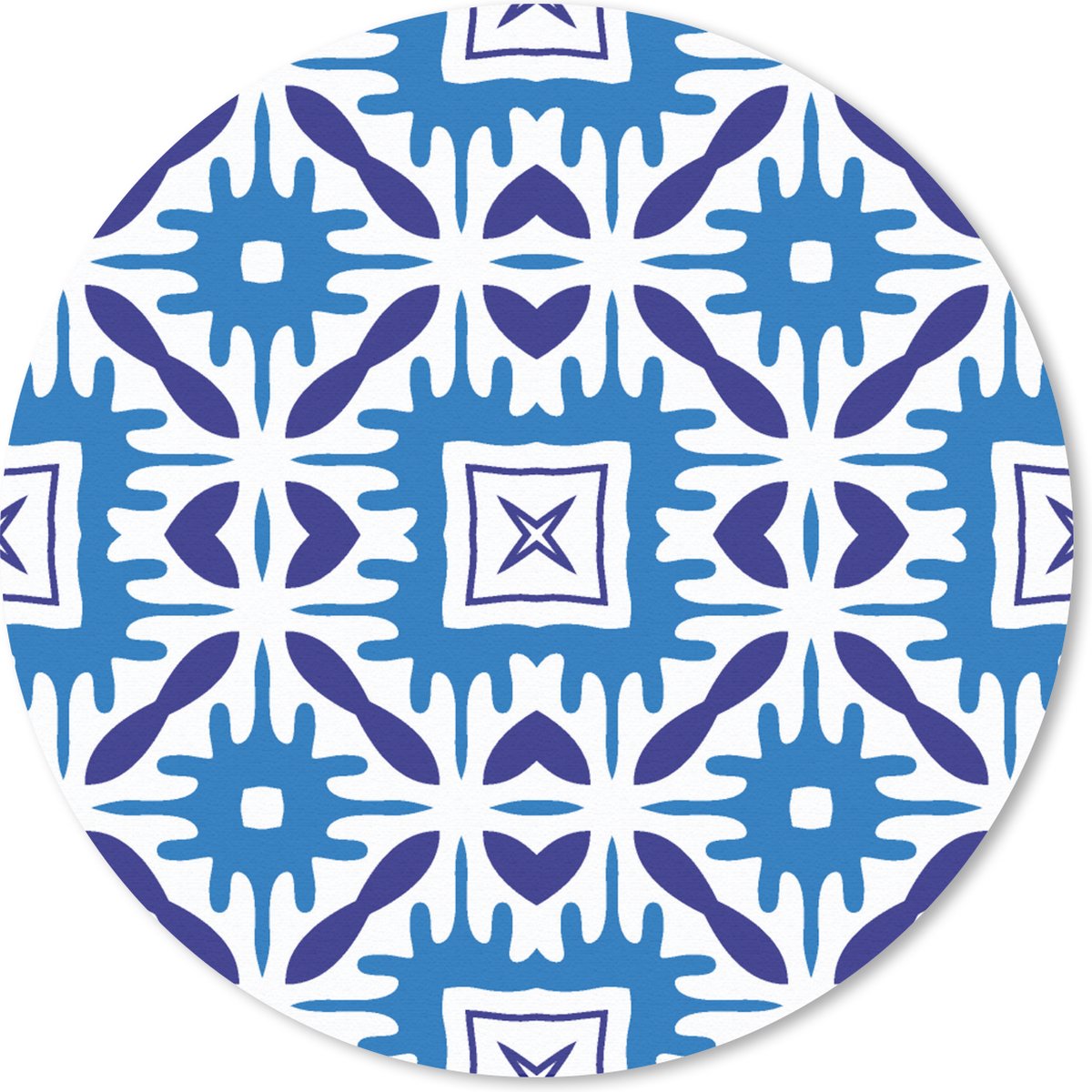 Muismat rond 30x30 cm - Mousepad Vector - Blauw - Tegels - Patronen - Ronde muismatten