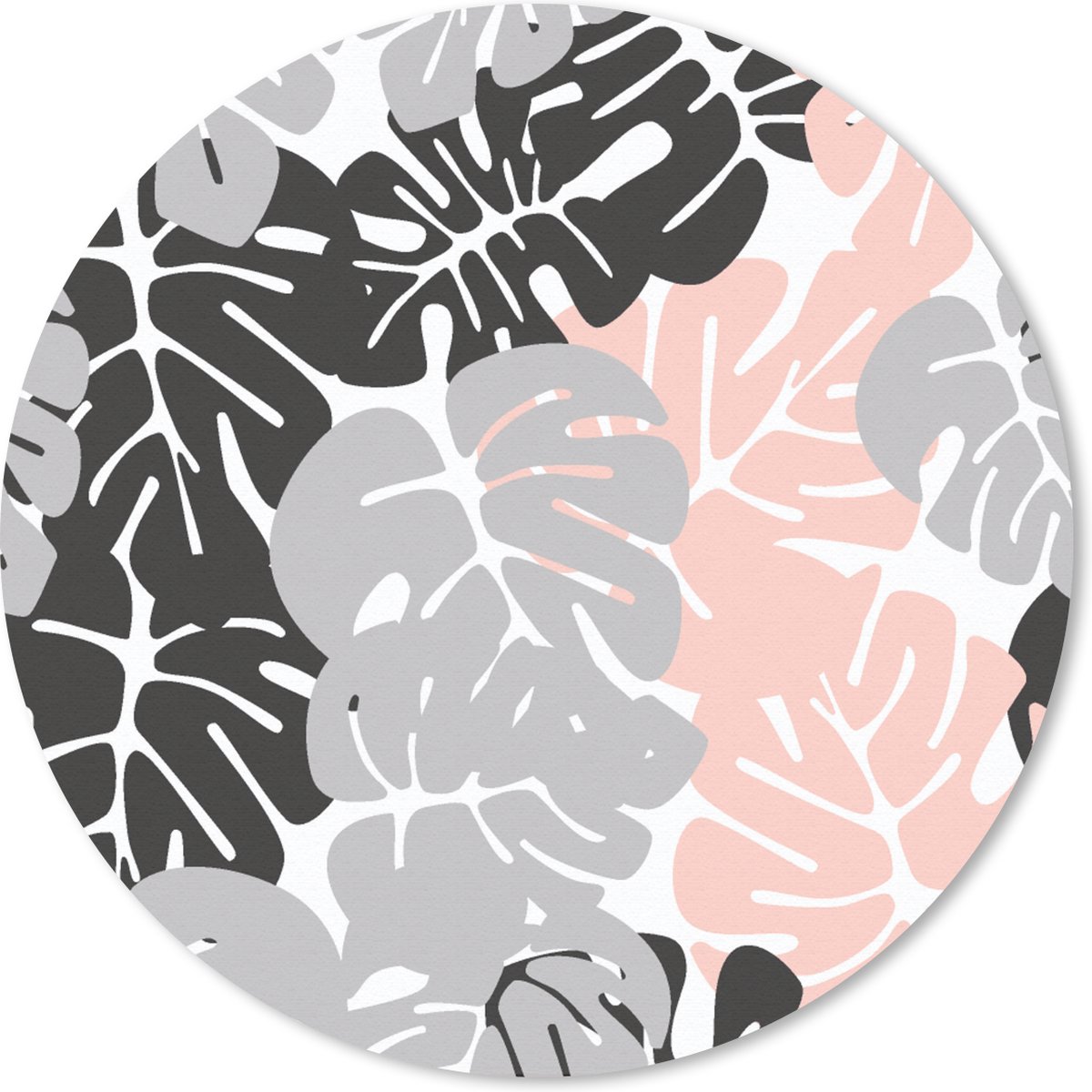 Muismat rond 50x50 cm - Mousepad Monstera - Pastel - Patronen - Bladeren - Ronde muismatten