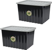 Storage Solutions Opbergdozen/organizers met deksel 2x stuks - kunststof - 27 L