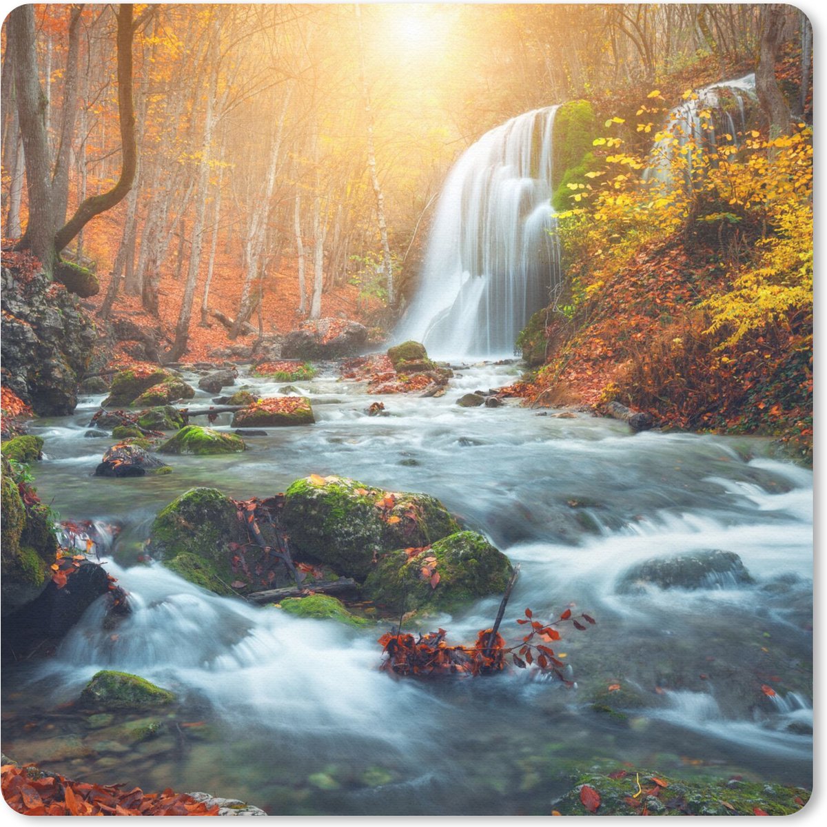 Muismat 30x30 cm - Mousepad Waterval - Zon - Herfst - Muismatten