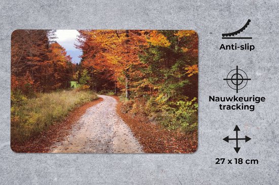 Muismat - Mousepad - Herfst - Herfstbladeren - Pad - Bos - 27x18 cm - Muismatten
