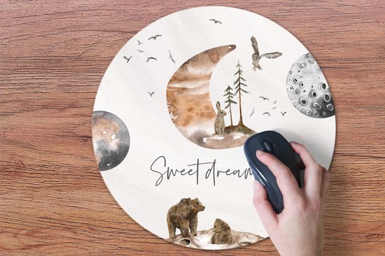 Muismat rond 50x50 cm - Mousepad Quotes - Kinderen - Spreuken - Sweet dreams - Jongens - Meisjes - Kids - Ronde muismatten