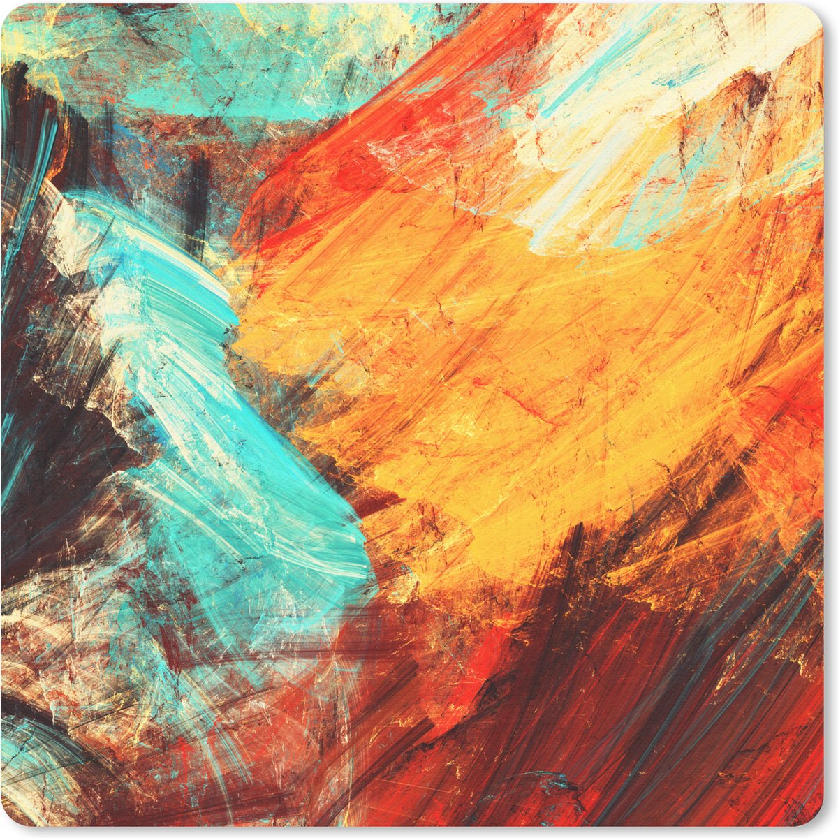 Muismat 20x20 cm - Mousepad Schilderij - Abstract - Olieverf - Muismatten