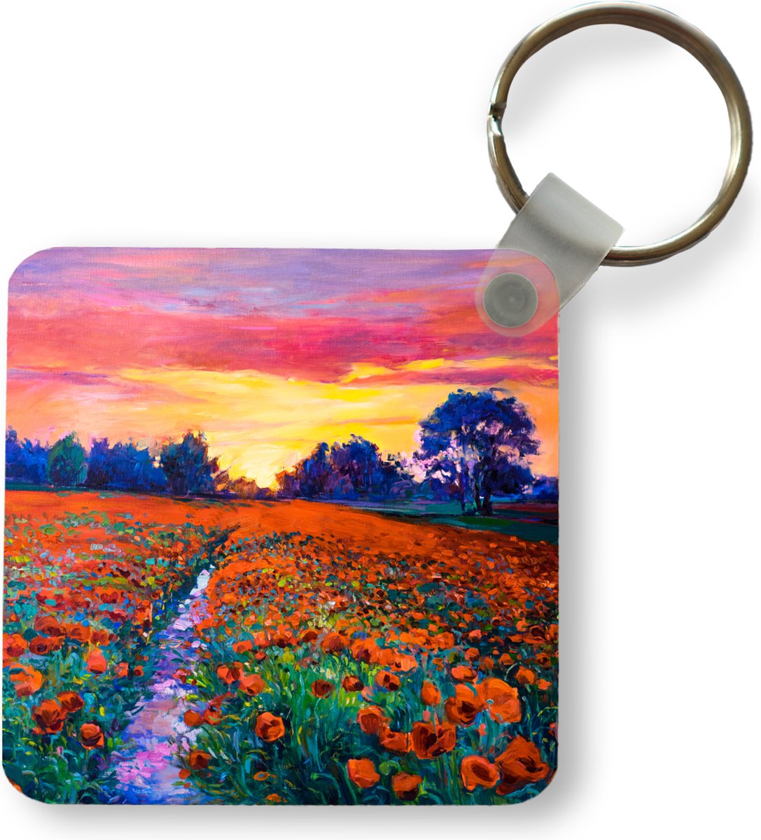 Sleutelhanger - Uitdeelcadeautjes - Schilderij - Natuur - Bloemen - Olieverf - Plastic
