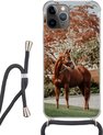 Telefoonhoesje Geschikt voor iPhone 11 Pro - Paard - Boom - Halster - Siliconen - Crossbody - Backcover met Koord - Telefoonhoesje met koord - Hoesje met touw Telefoonhoesje