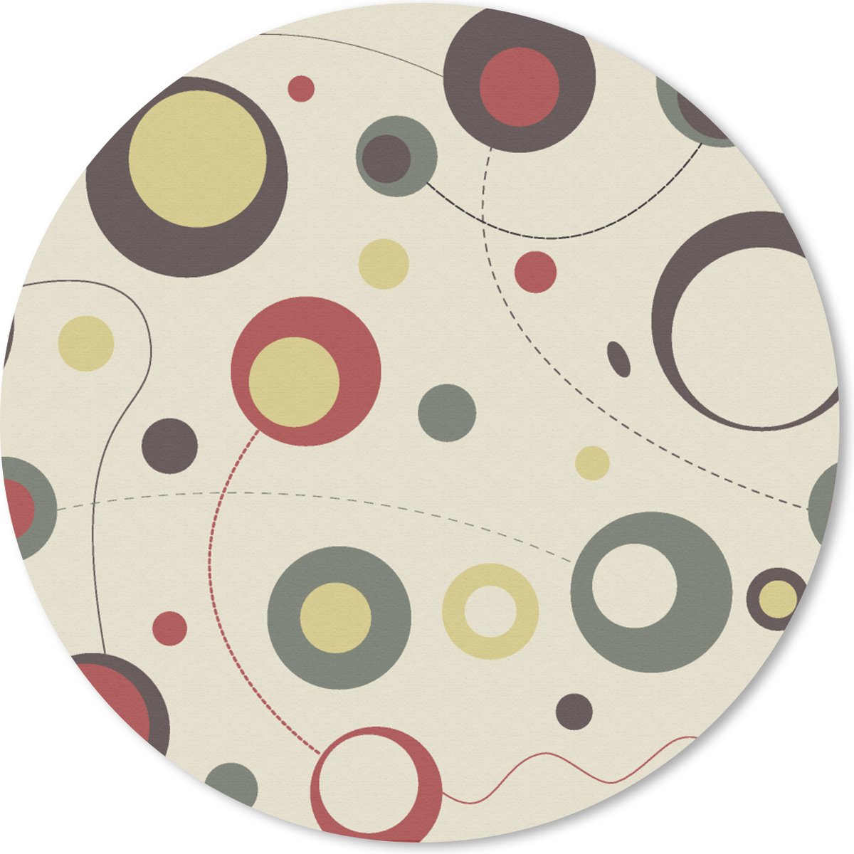 Muismat rond 50x50 cm - Mousepad Cirkel - Lijn - Design - Ronde muismatten