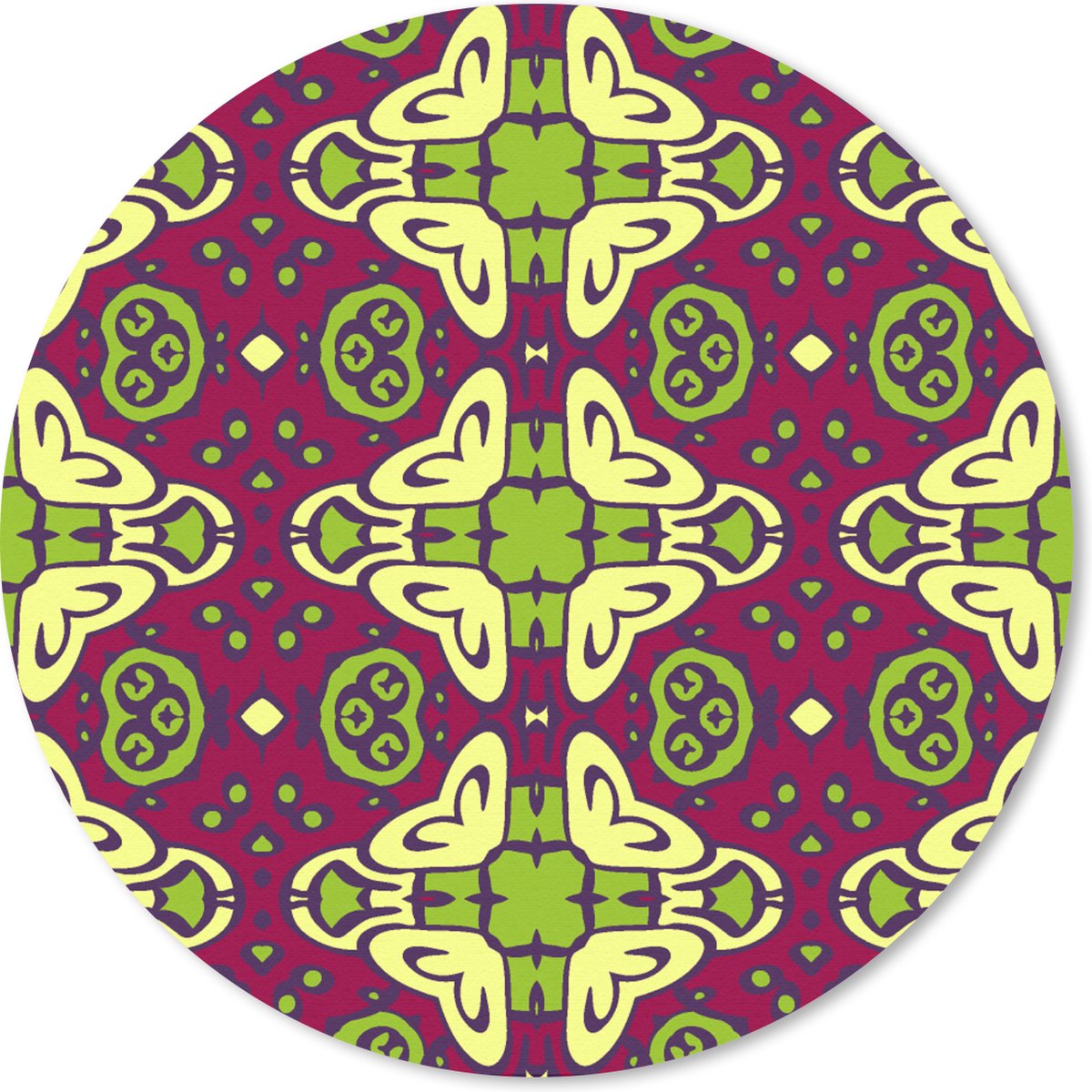 Muismat rond 40x40 cm - Mousepad Patroon - Versiering - Groen - Ronde muismatten