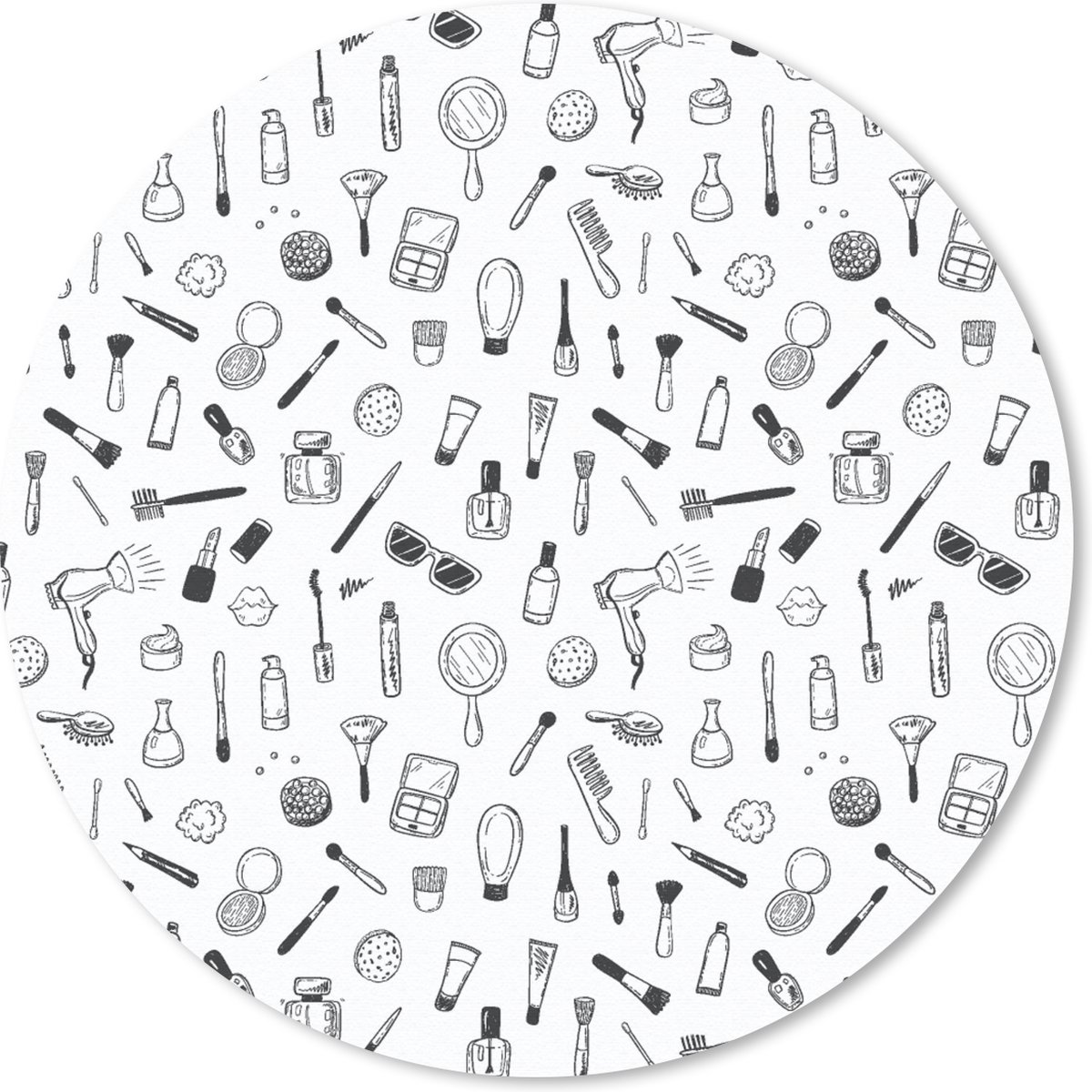 Muismat rond 30x30 cm - Mousepad Cosmetica - Patronen - Make up - Ronde muismatten
