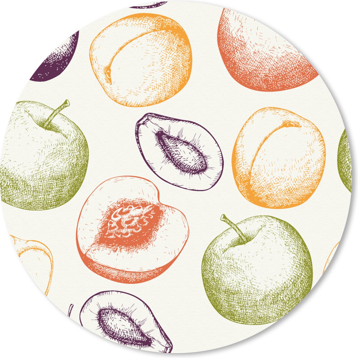 Muismat rond 30x30 cm - Mousepad Patroon - Eten - Illustratie - Ronde muismatten