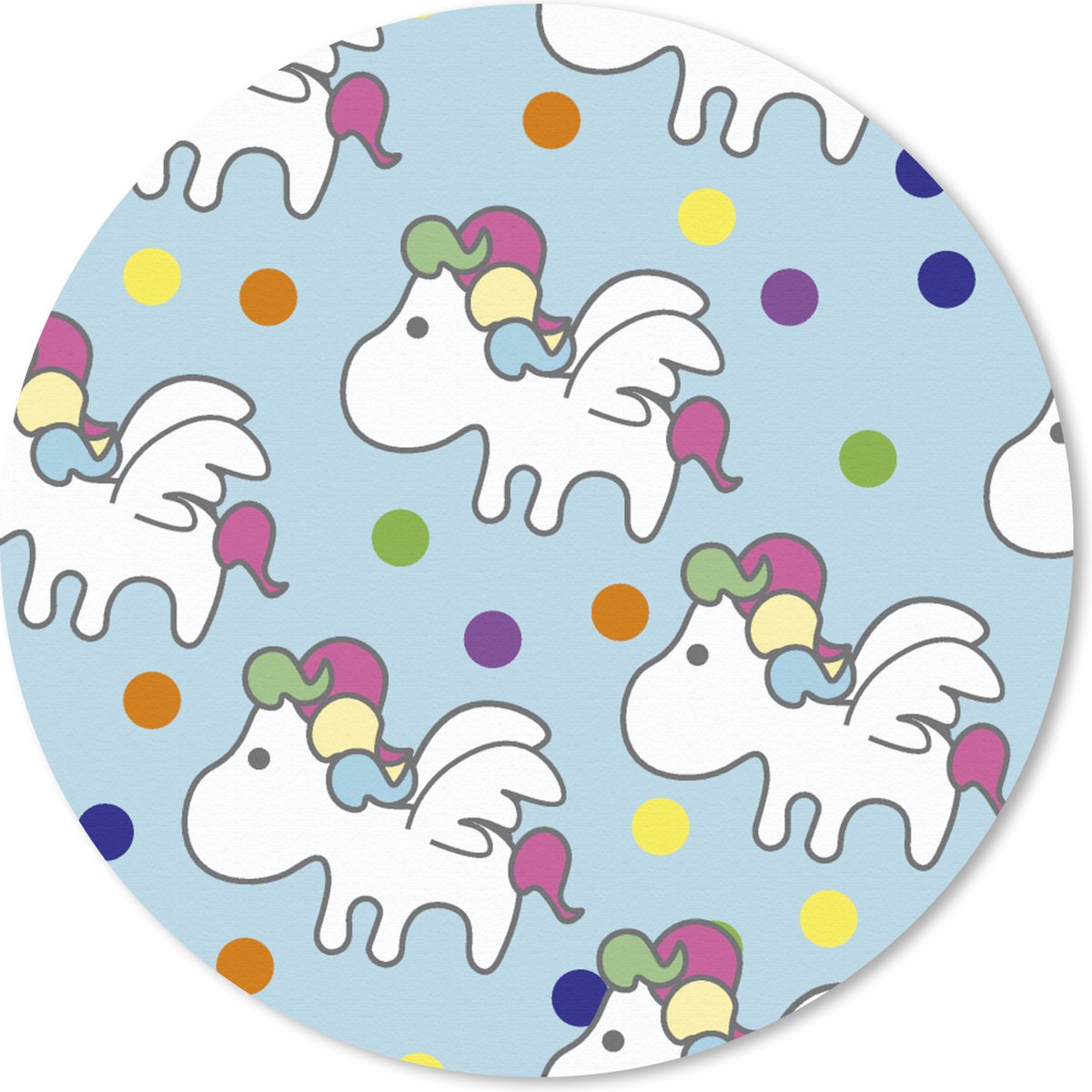 Muismat rond 20x20 cm - Mousepad Unicorn - Patronen - Kind - Ronde muismatten