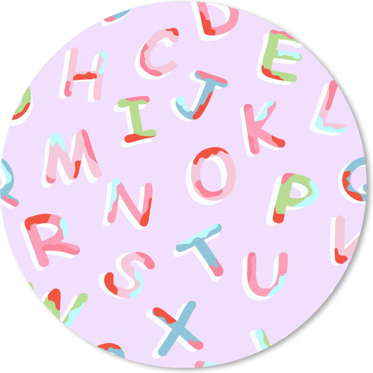 Muismat rond 20x20 cm - Mousepad Alfabet - Letters - Patroon - Ronde muismatten