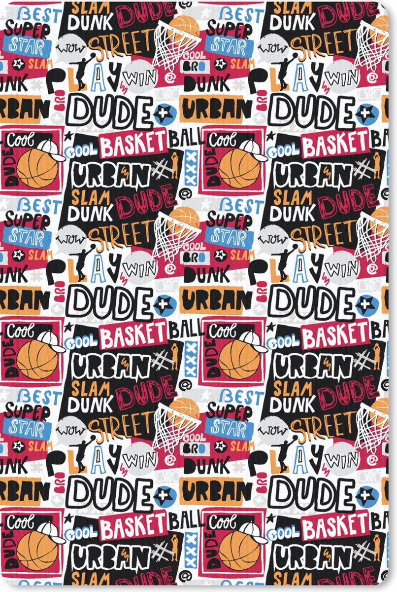 Muismat 18x27 cm - Mousepad Basketbal - Quotes - Patroon - Alfabet - Muismatten