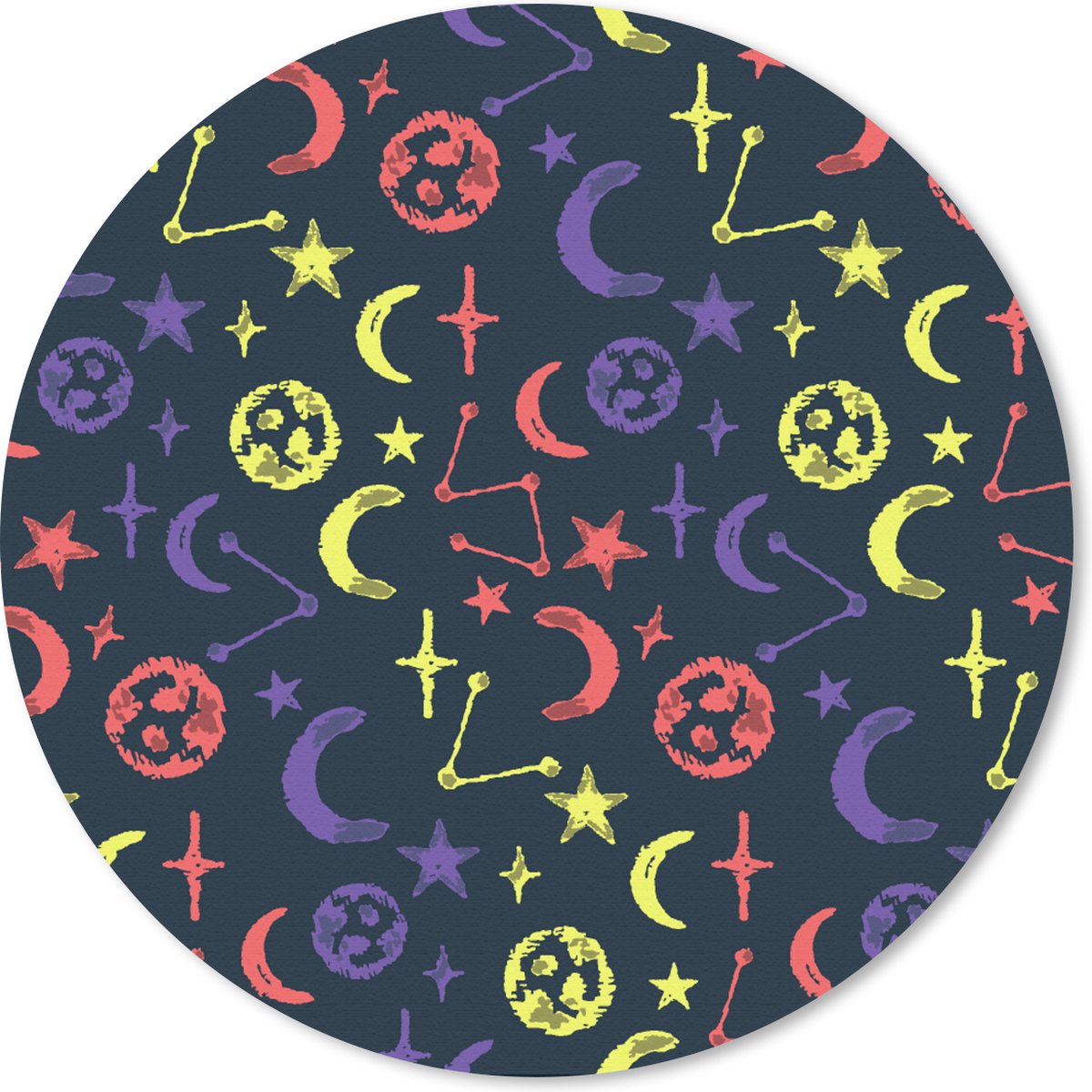 Muismat rond 30x30 cm - Mousepad Sterren - Planeten - Design - Ronde muismatten