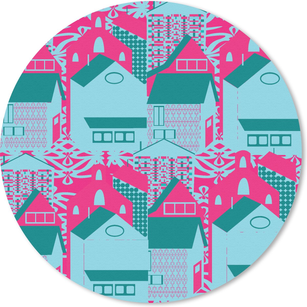 Muismat rond 40x40 cm - Mousepad Patronen - Abstract - Huis - Ronde muismatten