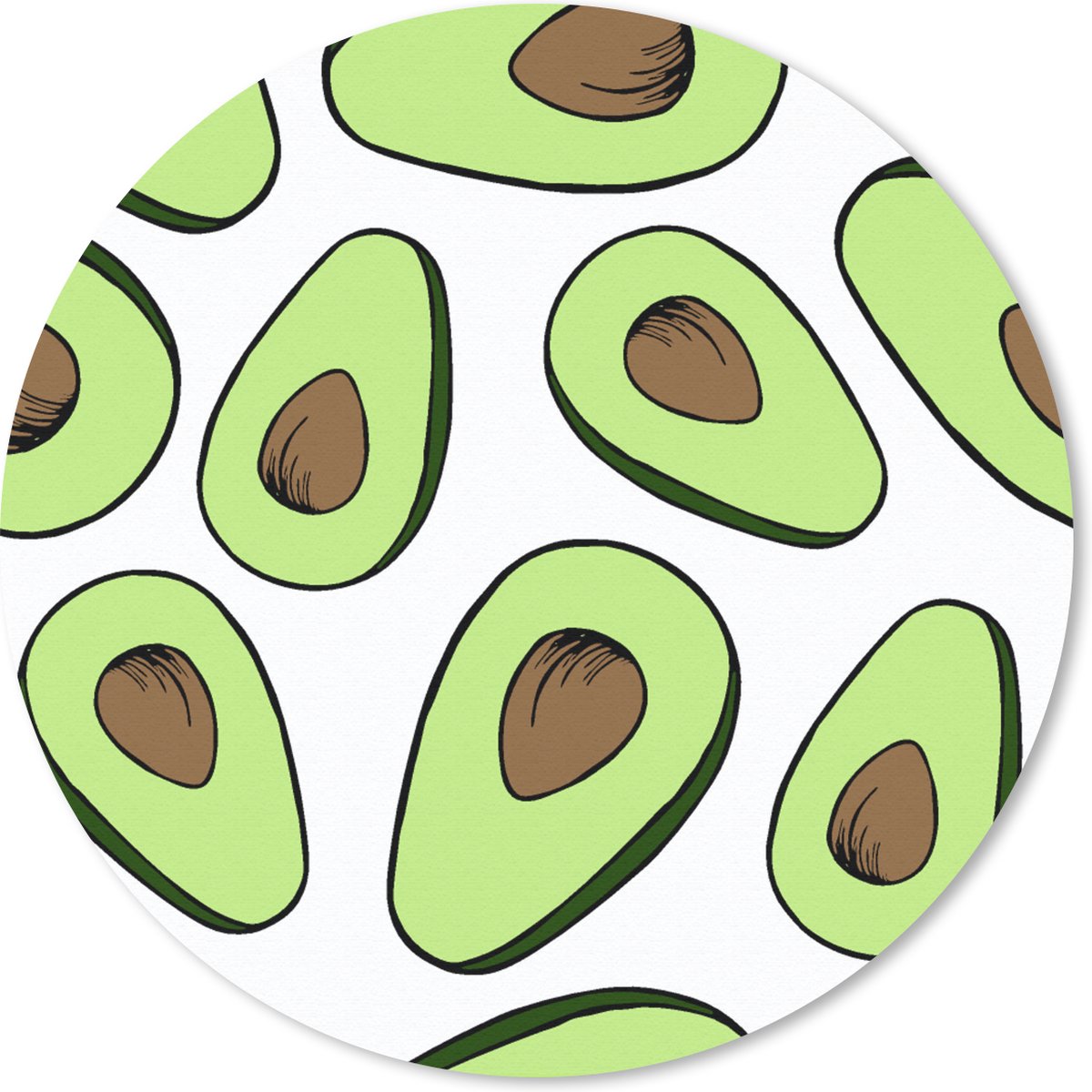 Muismat rond 40x40 cm - Mousepad Avocado - Patronen - Pastel - Ronde muismatten