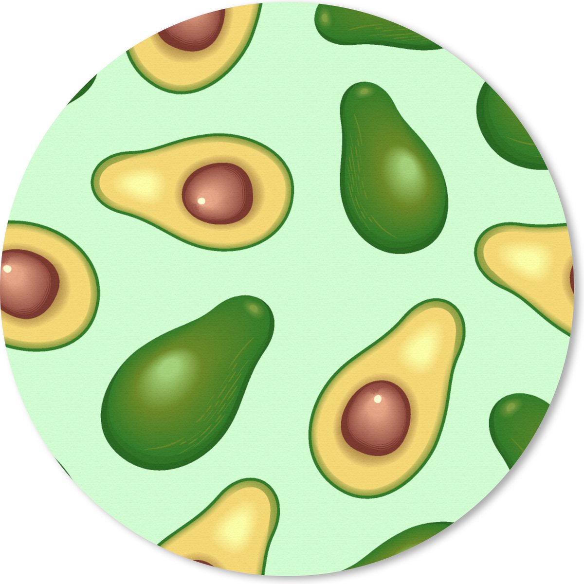 Muismat rond 50x50 cm - Mousepad Avocado - Patronen - Groen - Ronde muismatten