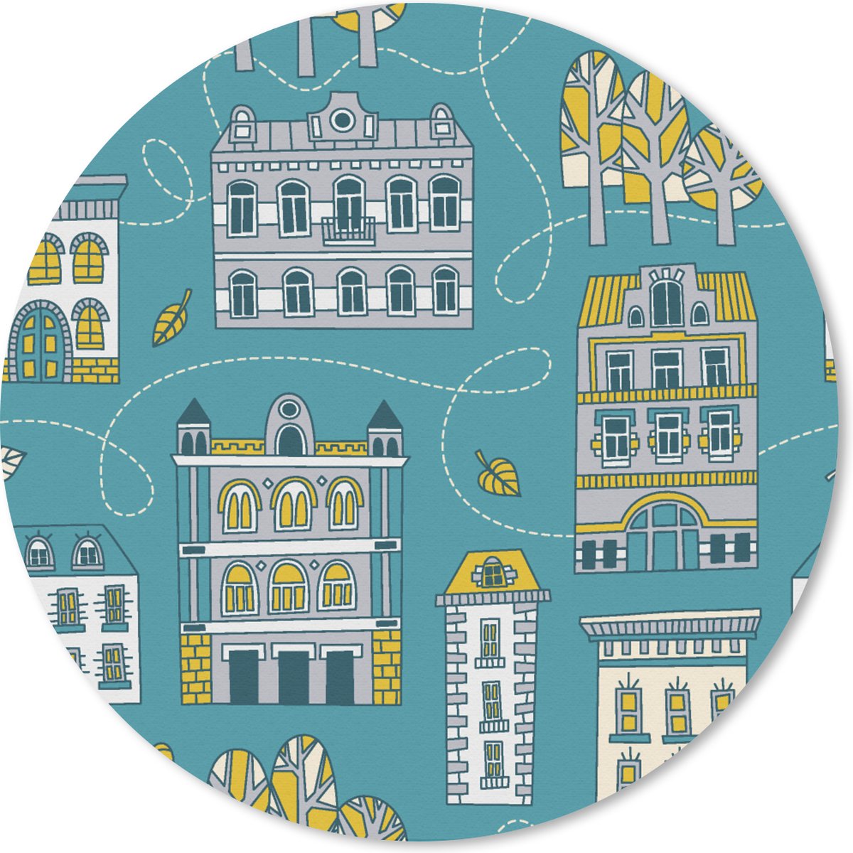 Muismat rond 20x20 cm - Mousepad Herfst - Patronen - Huis - Ronde muismatten