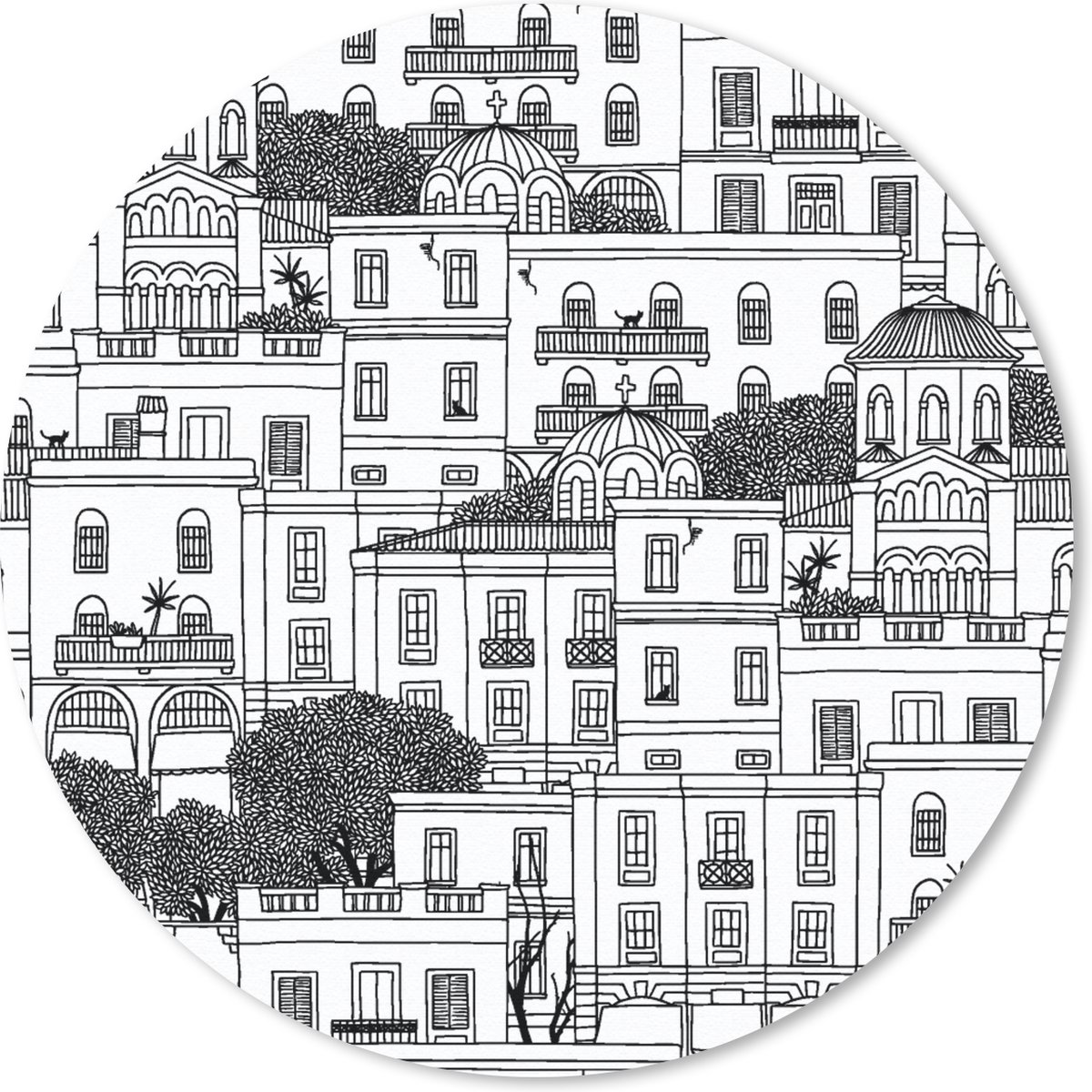 Muismat rond 40x40 cm - Mousepad Patronen - Athene - Huis - Ronde muismatten