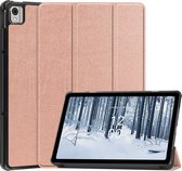 Case2go - Tablet Hoes geschikt voor Nokia T21 (2022) - 10.4 Inch - Tri-Fold Book Case - Met Auto Sleep/Wake functie - Rose Goud