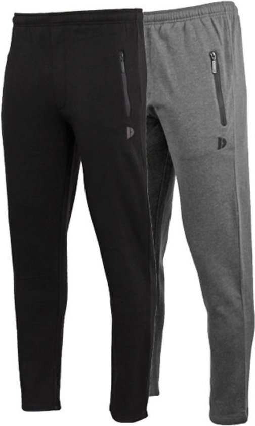 Set van twee Donnay joggingbroeken in zwart en antracietgrijs met ritszakken en elastische tailleband.