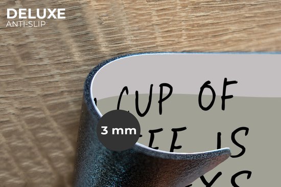 Set de table - Napperons en plastique - Café - Citations - Une tasse de café est toujours une bonne idée - Dictons - 45x30 cm - 6 pièces - Résistant à la chaleur - Antidérapant - Sous-couche - Amovible