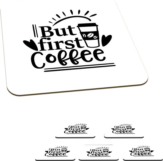 First Coffee Stille glazen wandklok gemaakt in de EU