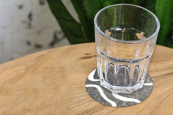 Sous-verres pour verres - Rond - Abstrait - Minimalisme - Design - 10x10 cm - Sous-verres en verre - 6 pièces