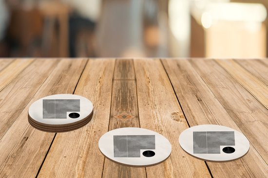 Sous-verres pour verres - Rond - Carré - Minimalisme - Abstrait - 10x10 cm - Sous-verres en verre - 6 pièces
