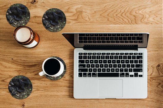 Sous-verres verres à verres - Ronds - Singes - Endormis - Forêt - 10x10 cm - Sous-verres en verre - 6 pièces